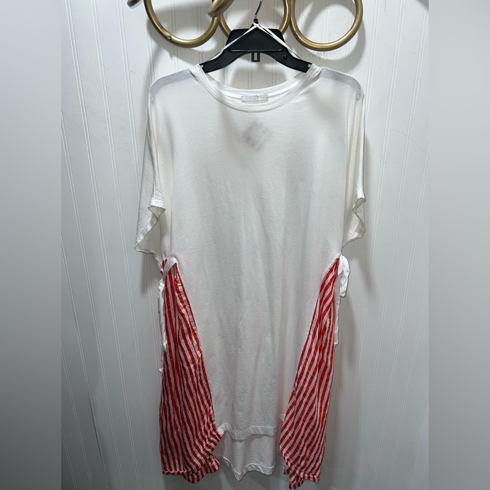 Zara Classic White Orange Striped Dress